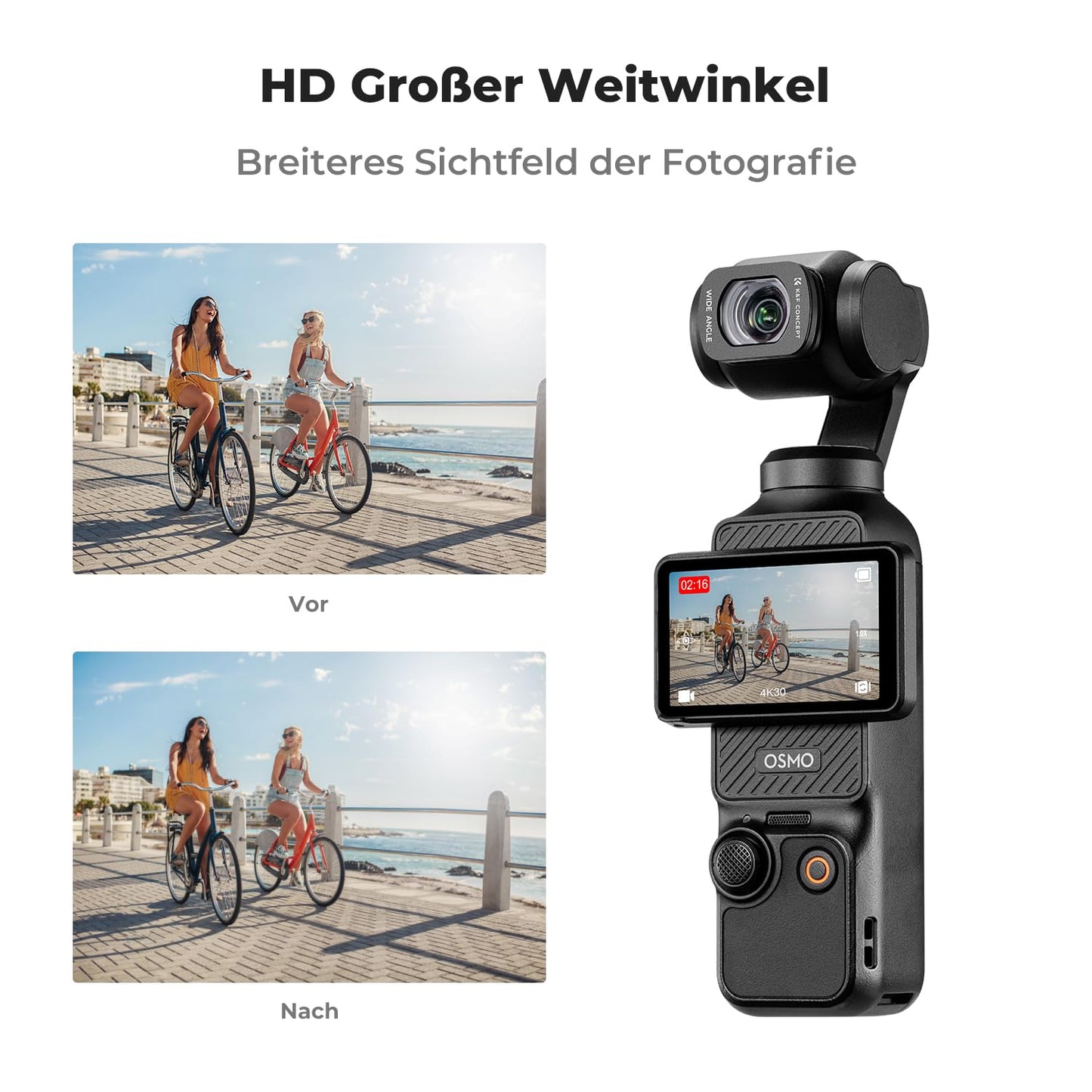 K&F CONCEPT FD161 magnetic wide angle lens filter, compatible with DJI Osmo Pocket 3/4, Osmo Pocket 3 accessories, Osmo Pocket 4 accessories (aluminum frame) - KF01.2612