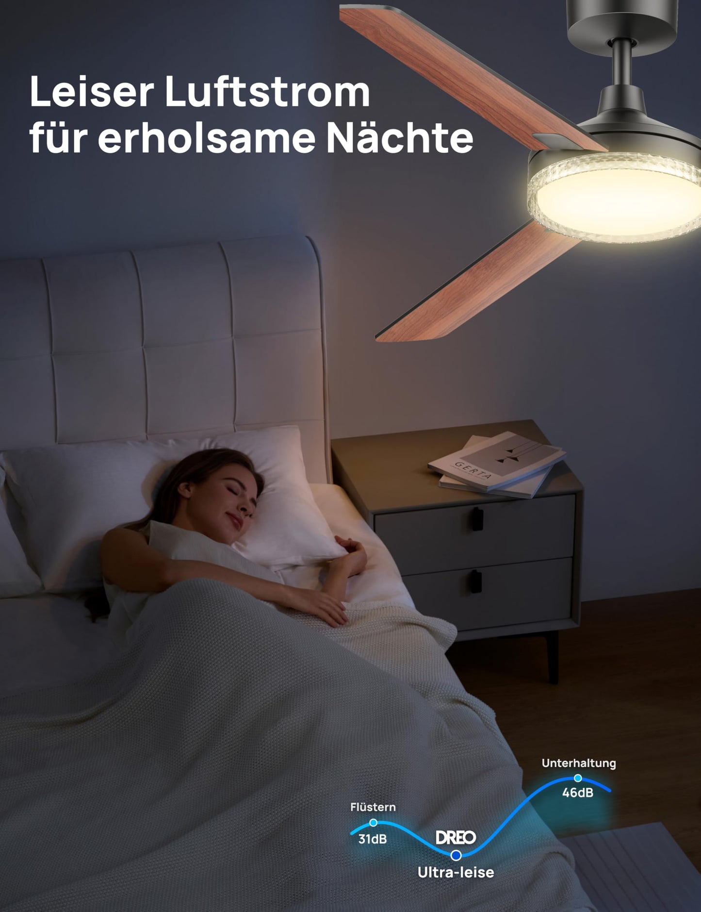DREO Ceiling Fan with Light and Remote Control, 52" Black Ceiling Fan, 5 CCT Color Temperatures, 6 Level Dimmable, 6 Speeds, Quiet Reversible DC Motor, 1/4/8 Hour Timer - DR-HCF004
