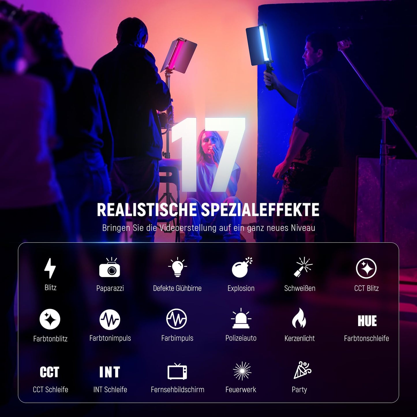 NEEWER RGB1 LED video light light stick with metal barndoor, touch bar/APP control, magnetic light stick RGB video light, 3200K-5600K CRI98+ dimmable handheld light stick with 6400mAh battery, 17 scenes