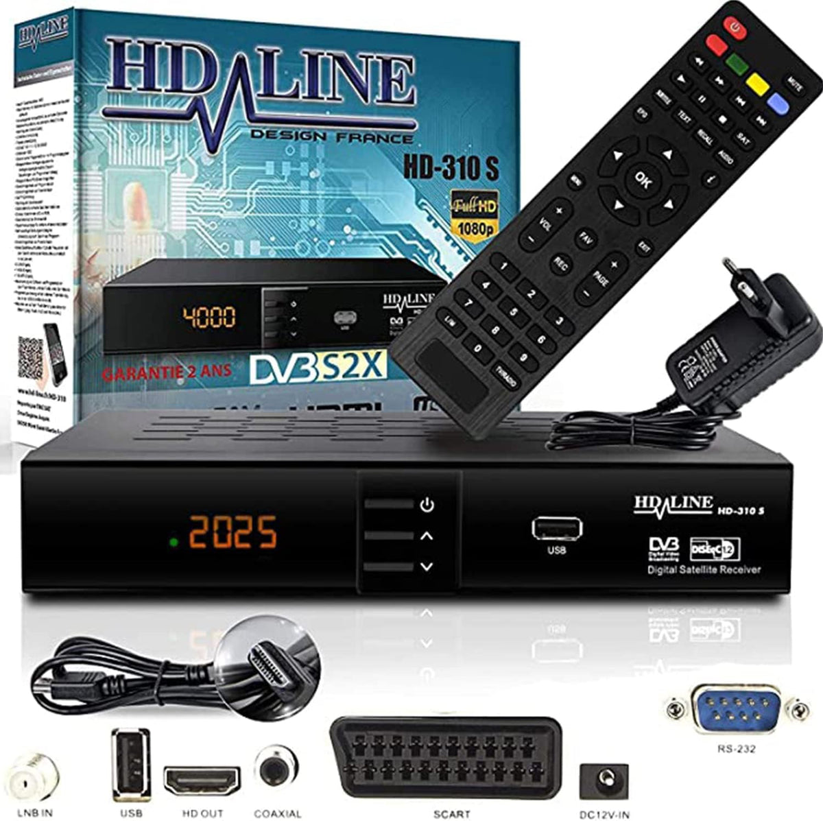 Receptor de satelit Hd-line 310 Receptor digital DVBS-S2 Full HD Receptor de satelit pentru HDTV Receptor de satelit TV HDMI - hd-310pvr