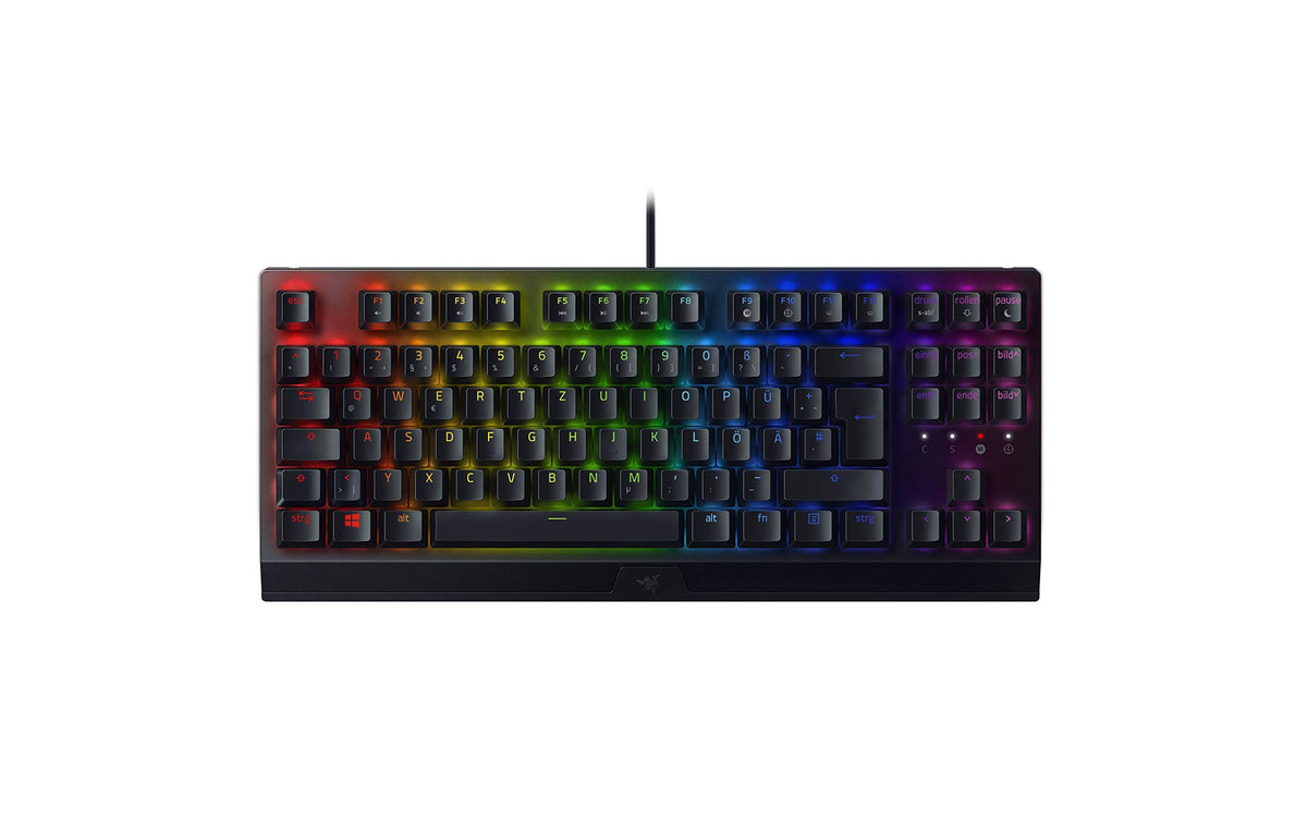 Razer BlackWidow V3 Tenkeyless (Green Switch) - Tastatur mecanică pentru gaming fără bloc numeric (Switch-uri mecanice clicante, compactă, taste complet programabile) QWERTZ DE-Layout | Negru - RZ03-03490400-R3G1