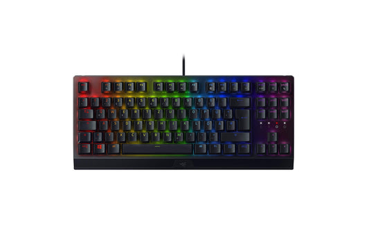 Razer BlackWidow V3 Tenkeyless (Green Switch) - Mechanical Gaming Keyboard without Numeric Keypad (Clicky Mechanical Switches, Compact, Fully Programmable Keys) QWERTY DE-Layout | Black - RZ03-03490400-R3G1