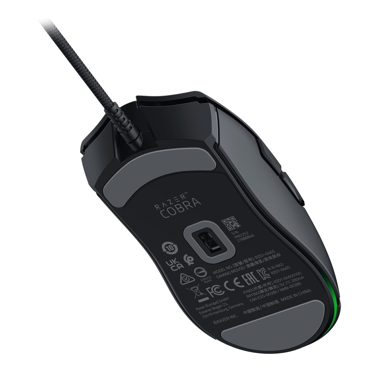 Razer Cobra - Lightweight wired gaming mouse with Chroma RGB (Ultra-light 57 g, 3rd Gen optical mouse switches, Chroma lighting with underglow, precise sensor adjustments) Black - RZ01-04650100-R3M1