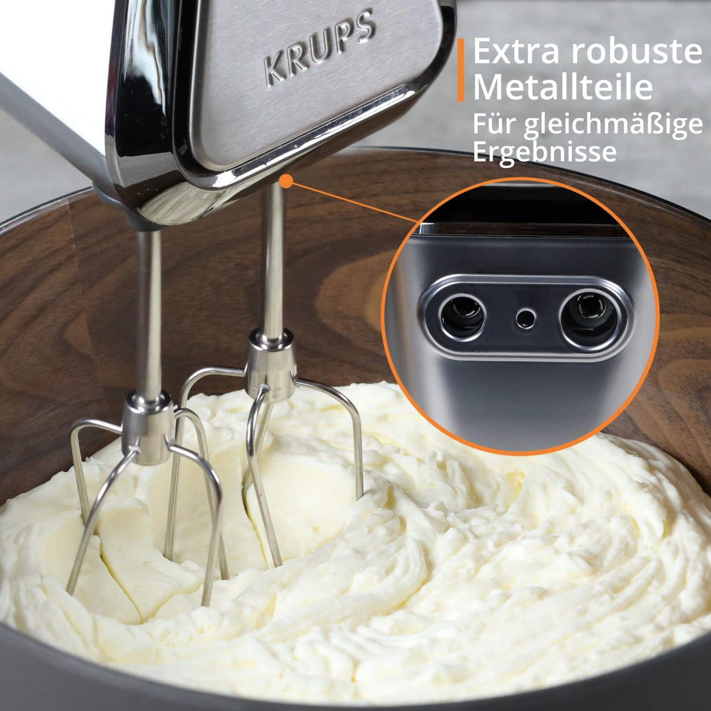Krups 3Mix 9000 hand mixer, 750 watts, speed control, turbo mode, pulse function, mixer, ergonomic handle, long cable, hand mixer incl. whisk and dough hook, snow white, GN9101