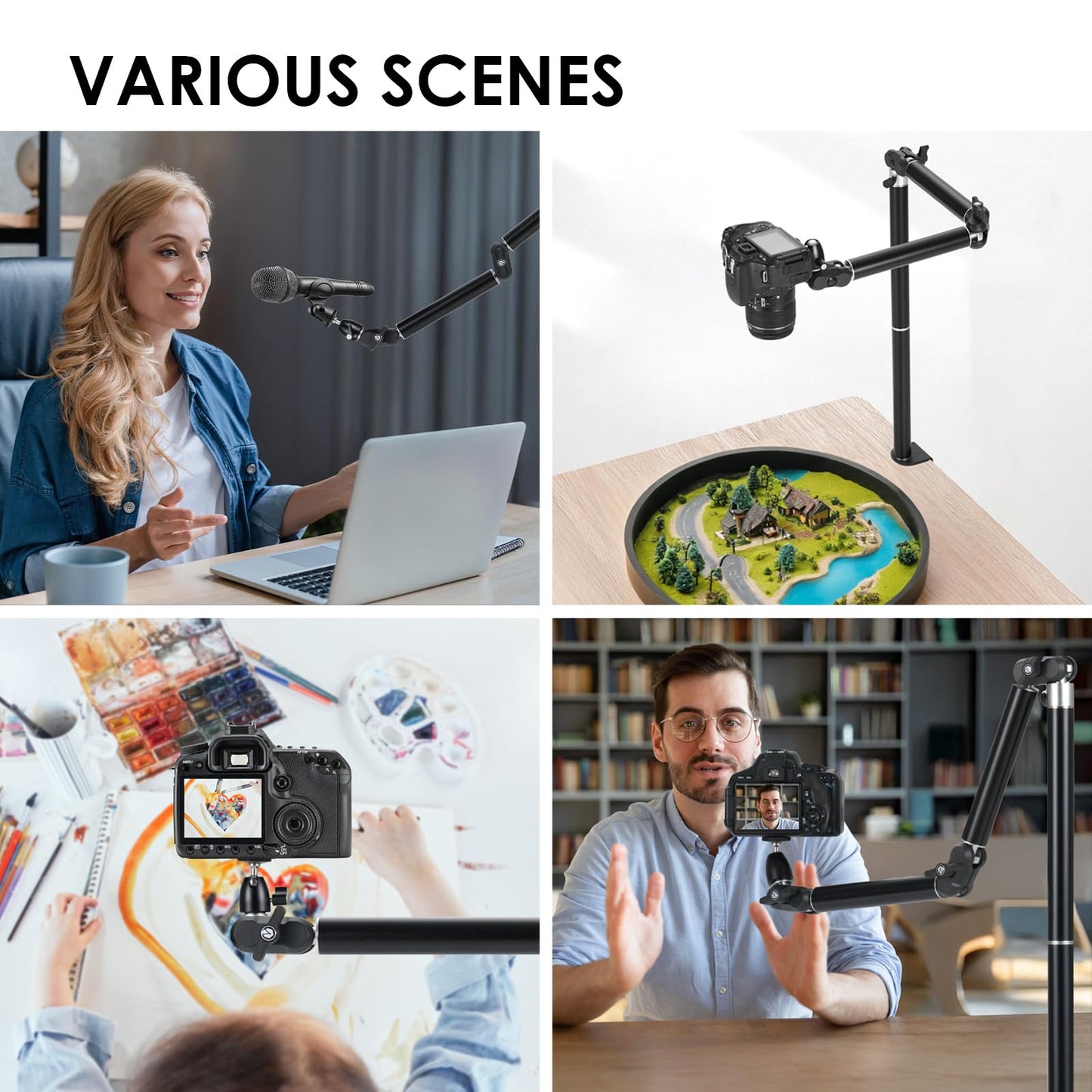 TARION Overhead Tripod Camera Table Tripod: Clamp Tripod Flexible Articulated Arm Table Mount with 1/4 Inch Screw for DSLR Cameras Ring Light Projector (L(TKA01, Improved Version)) - TKA01-L_Upgraded