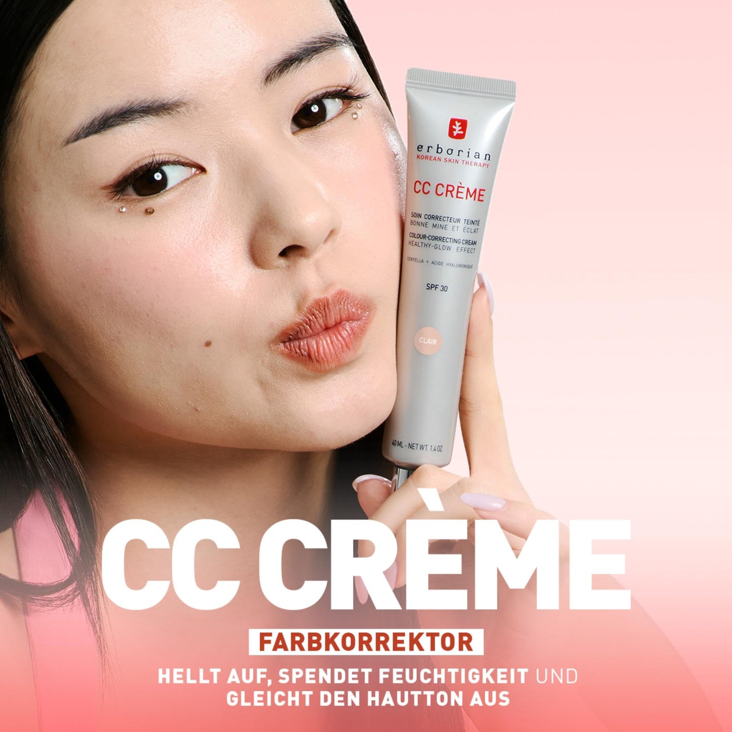 Erborian - CC Crème with Centella Asiatica - High-Definition Illuminating Facial Cream and Make-up - Sun Protection SPF 30 - Korean Cosmetics - Deep 40 ml - 6AA10537