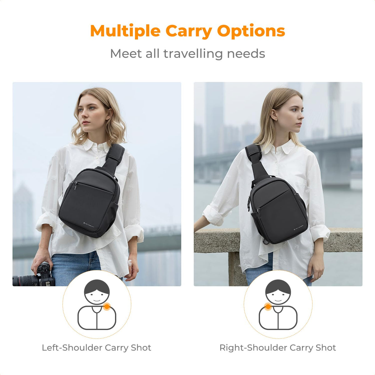 K&F CONCEPT Geantă pentru cameră, Geantă tip sling pentru cameră Rucsac foto mic - JPKF13.171US
