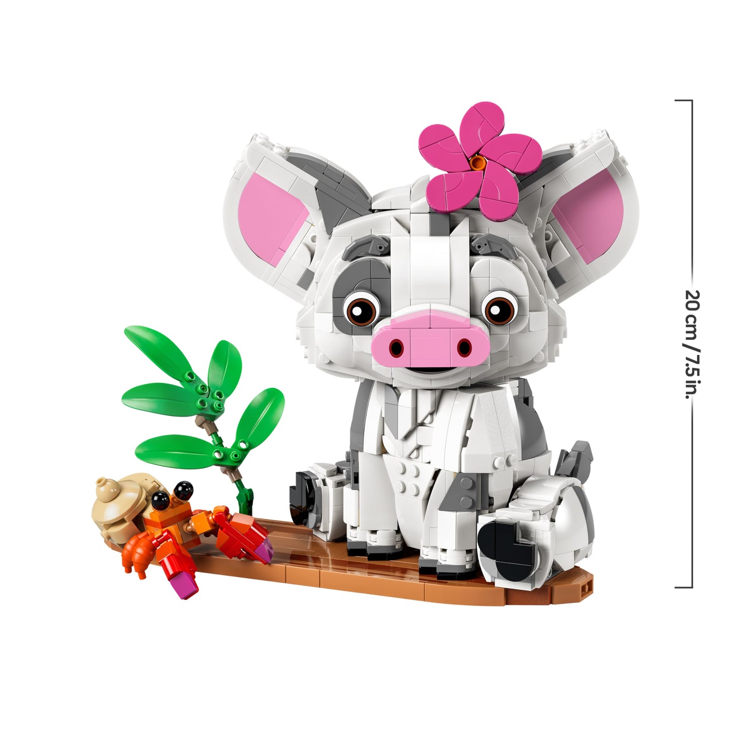 LEGO | Disney Moana Pua - toy pig with flower, crab and raft stand as room decoration - birthday gift for girls aged 9 and over and film fans - 43292