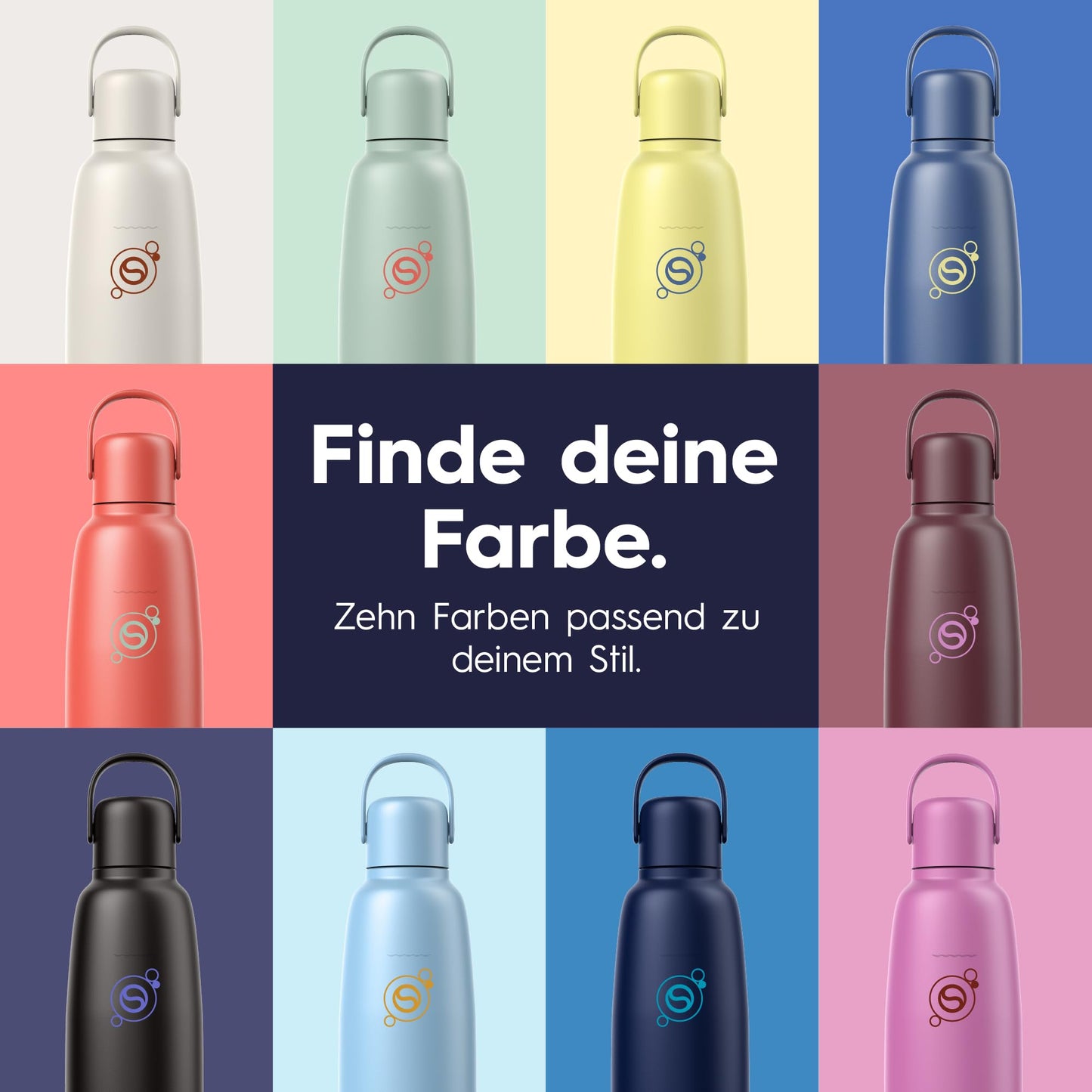 sodastream Fizz & Go stainless steel soda bottle 0.9 l, double-walled insulated thermos bottle, keeps warm & cold, for carbonated drinks, compatible with DUO, TERRA, ART, ENSO & more, black - 1062413440