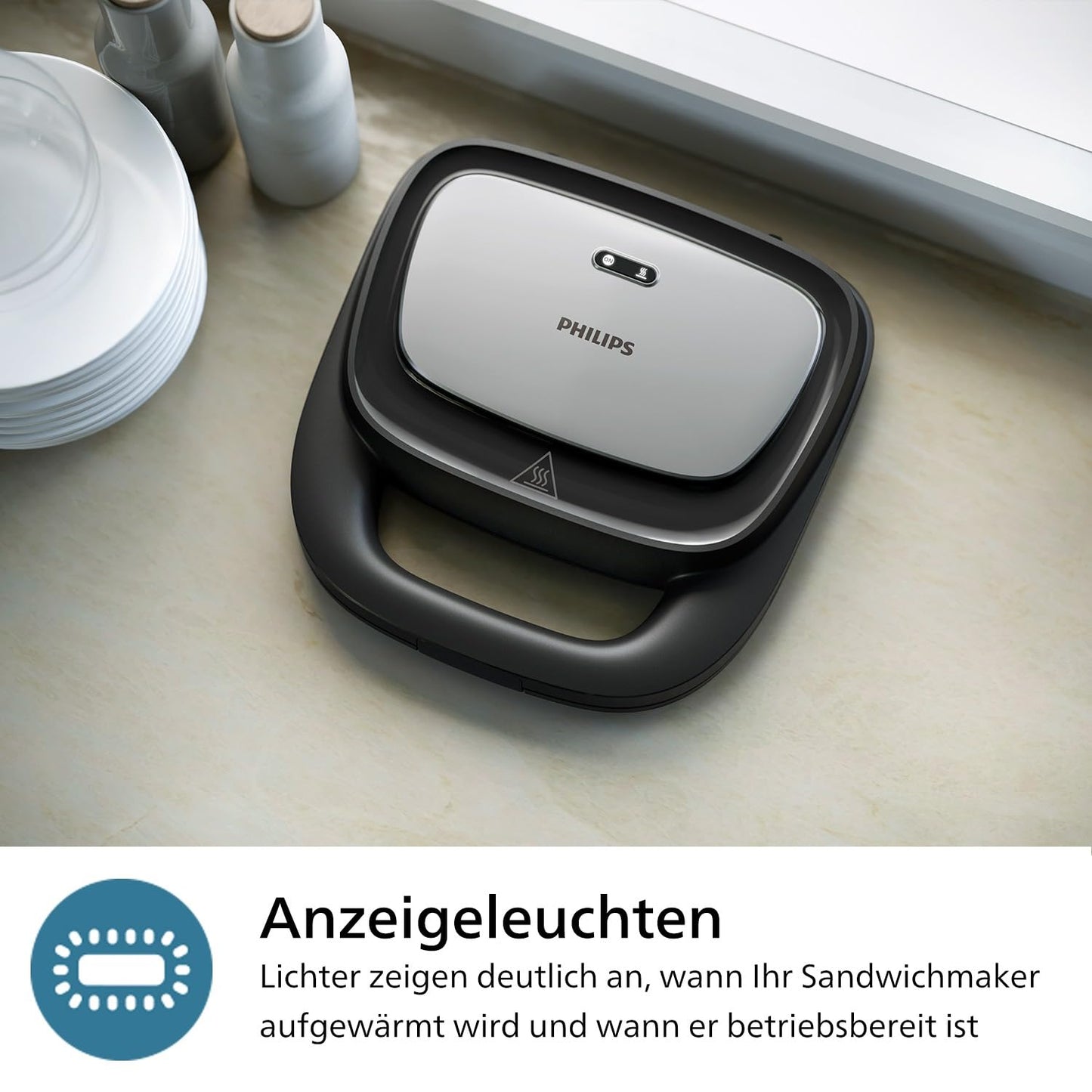 Philips 5000 Series 3-in-1 Sandwich Maker - Sandwiches, Waffles and Paninis, Non-stick, Interchangeable Plates, Cutting and Sealing. 750W, Black (HD2350/80)