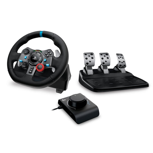 Logitech G G29 volan de curse și pedale pentru PS5, PS4, PC, Mac + adaptor de curse pentru volan PRO, pedale, schimbător Driving Force, RS Shifter și frână de mână - Negru - 941-000112