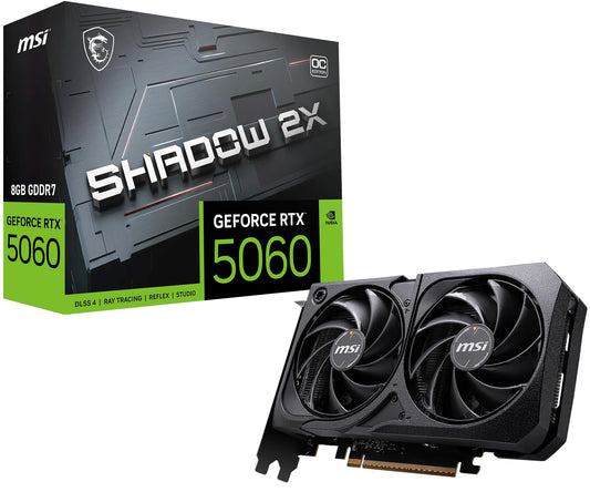 MSI GeForce RTX 5060 8G Shadow 2X OC - 8GB GDDR7 (28Gbps/128-bit), PCIe 5, Boost: 2535 Hz, HDMI 2.1b, DisplayPort 2.1b - V537-004R