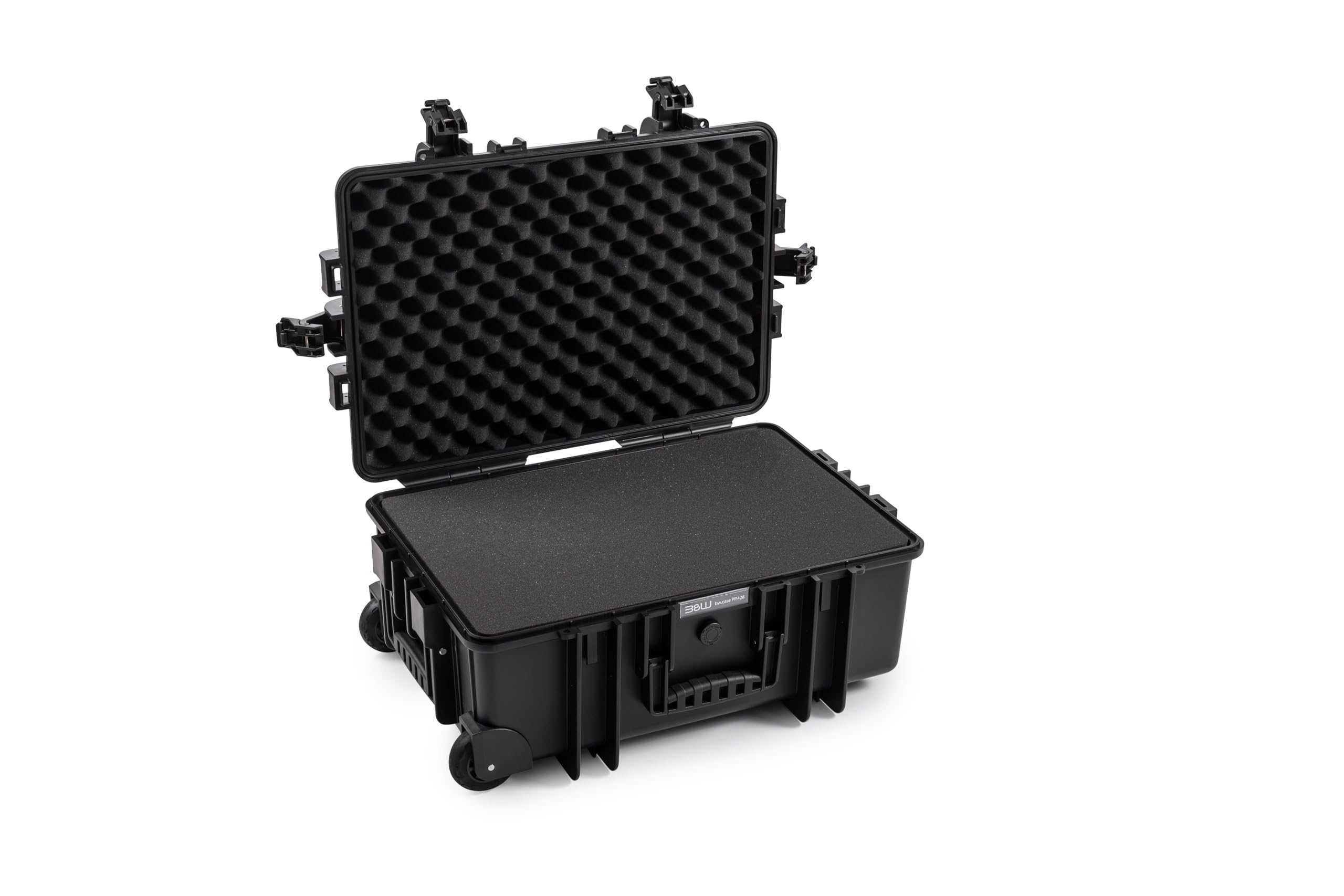 B&W Outdoor transport case - Type 6700 - Black with cube foam, trolley case, ideal for touring - Waterproof according to IP67 certification, dustproof, shatterproof and indestructible - 6700/B/SI