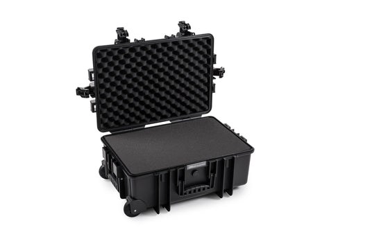 B&W Outdoor transport case - Type 6700 - Black with cube foam, trolley case, ideal for touring - Waterproof according to IP67 certification, dustproof, shatterproof and indestructible - 6700/B/SI
