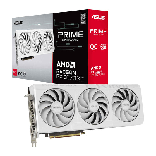 ASUS Prime Radeon RX 9070 XT White OC Edition 16GB GDDR6 Placă grafică pentru gaming - 90YV0L75-M0NA00