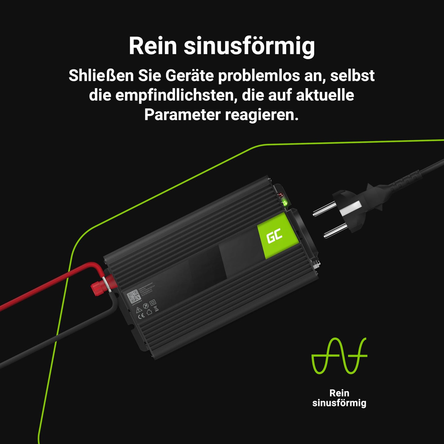 Green Cell 300W/600W 12V to 230V Pure Sine Volt Car Voltage Converter Inverter Converter Pure Sine Wave Power Solar Inverter DC AC Converter Current Converter Cigarette Lighter Socket - INV05DE