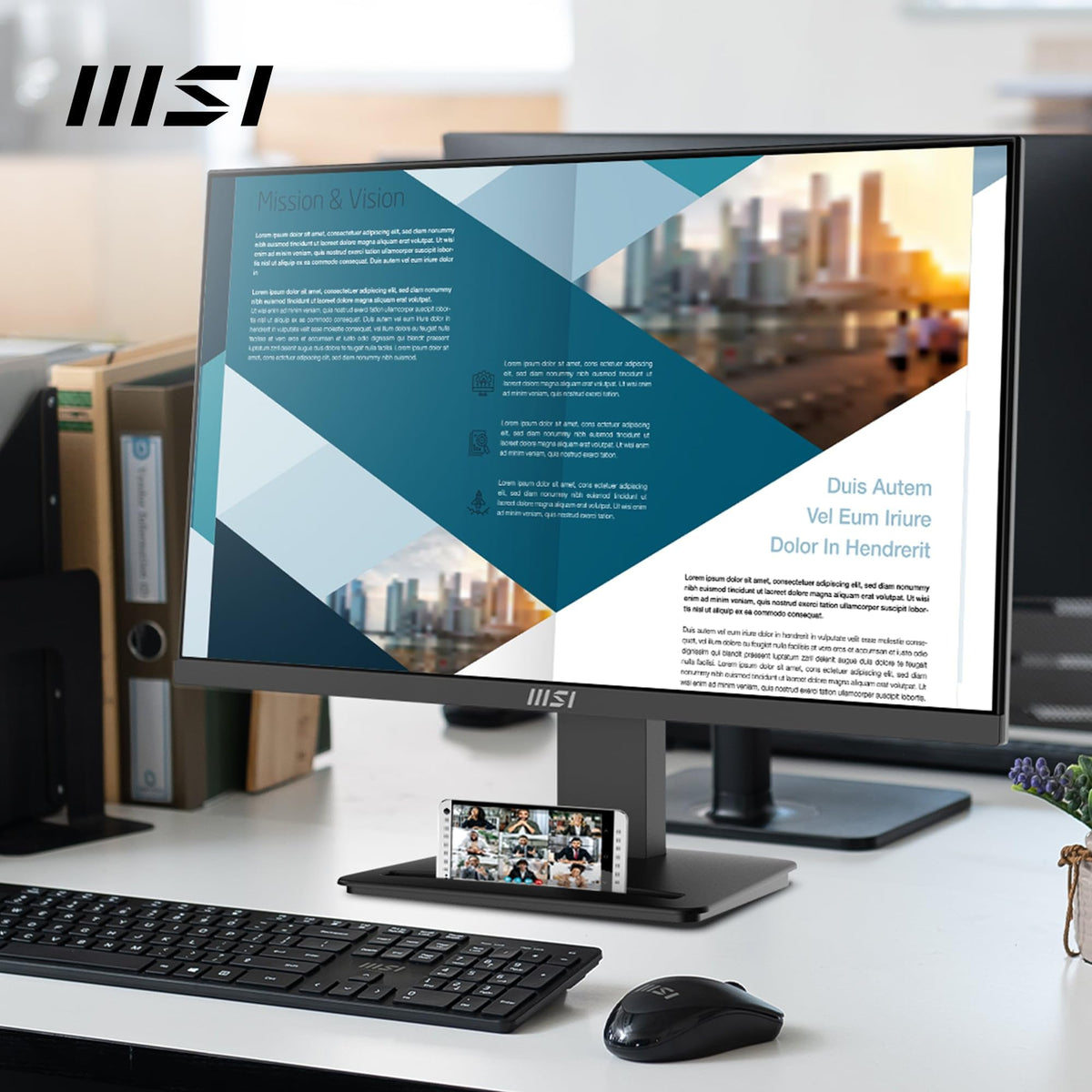 MSI PRO MP2412DE Monitor Office de 23,8 Zoll Full HD - 1920 x 1080 VA Panel, 100 Hz, prietenos cu ochii, montabil VESA, suport Display Kit, înclinat - HDMI 1.4, DP 1.2a - 9S6-3BA9CH-045