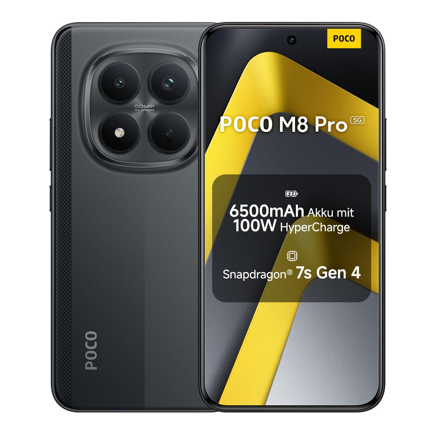 XIAOMI Poco M8 Pro 5G Smartphone, 12 GB RAM + 512 GB Storage, Mobile Phone with Android, 6.83" 1.5K CrystalRes AMOLED, 50 MP Light Fusion 800 with OIS, IP68, Black, 2 Year Warranty - MZB0NFVEU