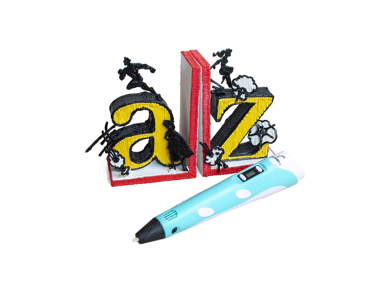 SCRIB3D P1 3D Printing Pen with Display - Includes 3D pen, 3 starting colors of PLA filament, stencil book + project guide and charger - SCRIB_PEN_P1