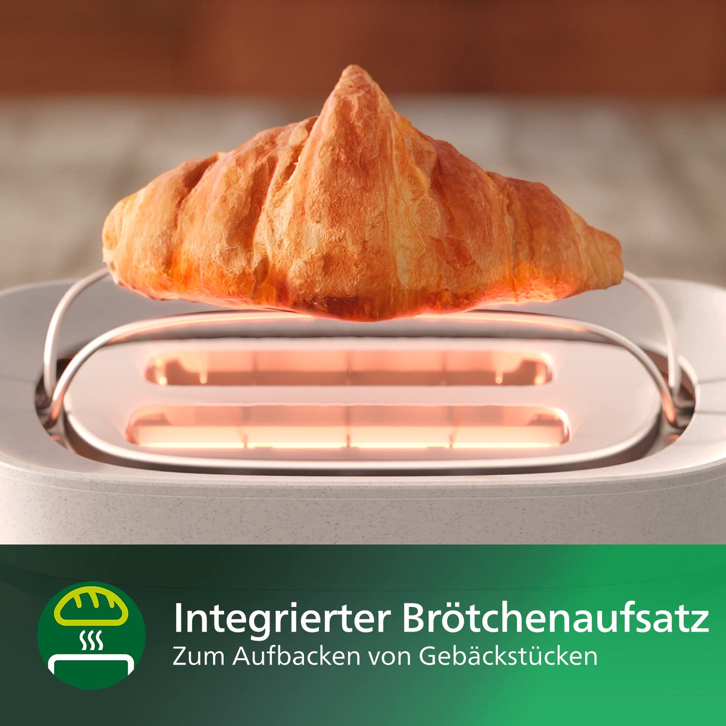 Philips Toaster Eco Conscious Edition - 2 toast slots, 8 levels, bread roll attachment, defrosting function, made from used cooking oil, silk white matt (HD2640/10)