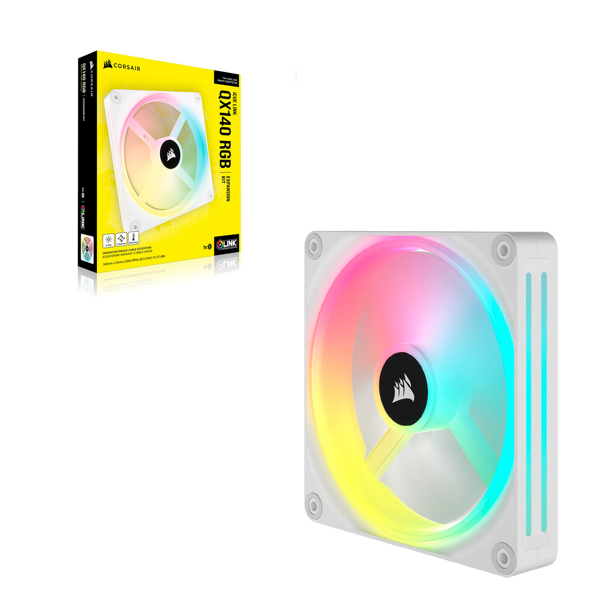 Corsair iCUE LINK QX140 RGB 140mm Magnetic Dome RGB Fan - White - CO-9051007-WW