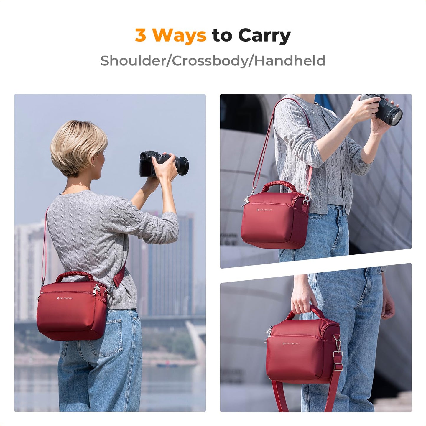 K&F CONCEPT Camera Backpack Camera Bag, SLR Bags Shoulder Bag, Camera Bag Liner Bag, Photo Bag for Photographers Suitable for Daily Use (Red) - KF13.179V9