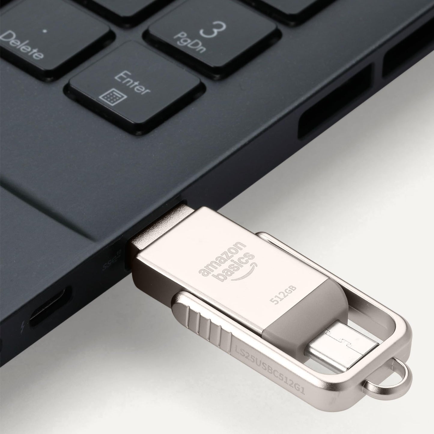 Amazon Basics USB memory stick, USB stick with two ports (USB-C and USB-A), 512GB, champagne silver - LS25USBC512G1
