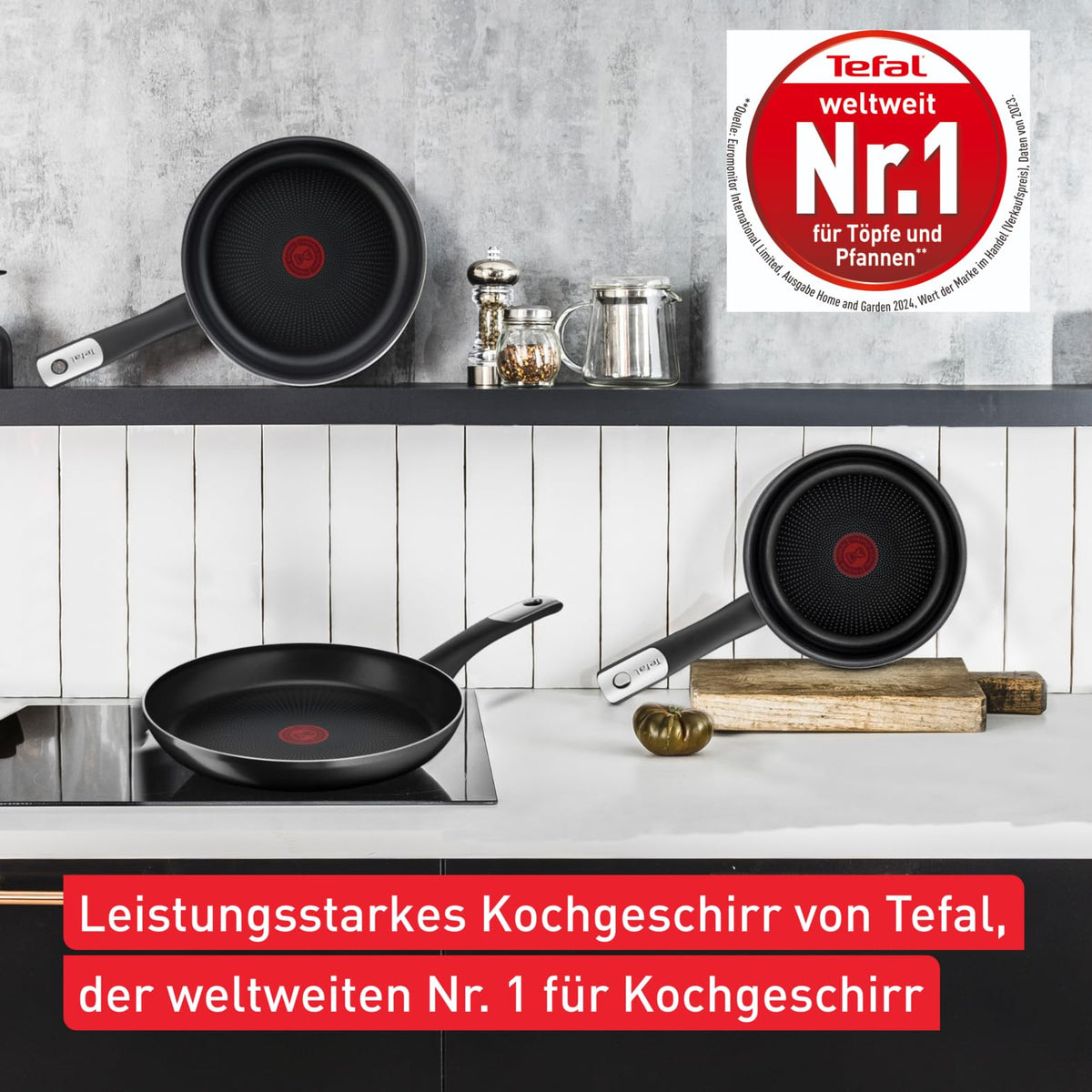 Tefal C38819 Hard Titanium Essential Wok de 28 cm, cu un strat antiaderent cu particule de titan, indicator de temperatură Thermo-Signal, lavabil în mașina de spălat vase, Fabricat în Franța, Negru