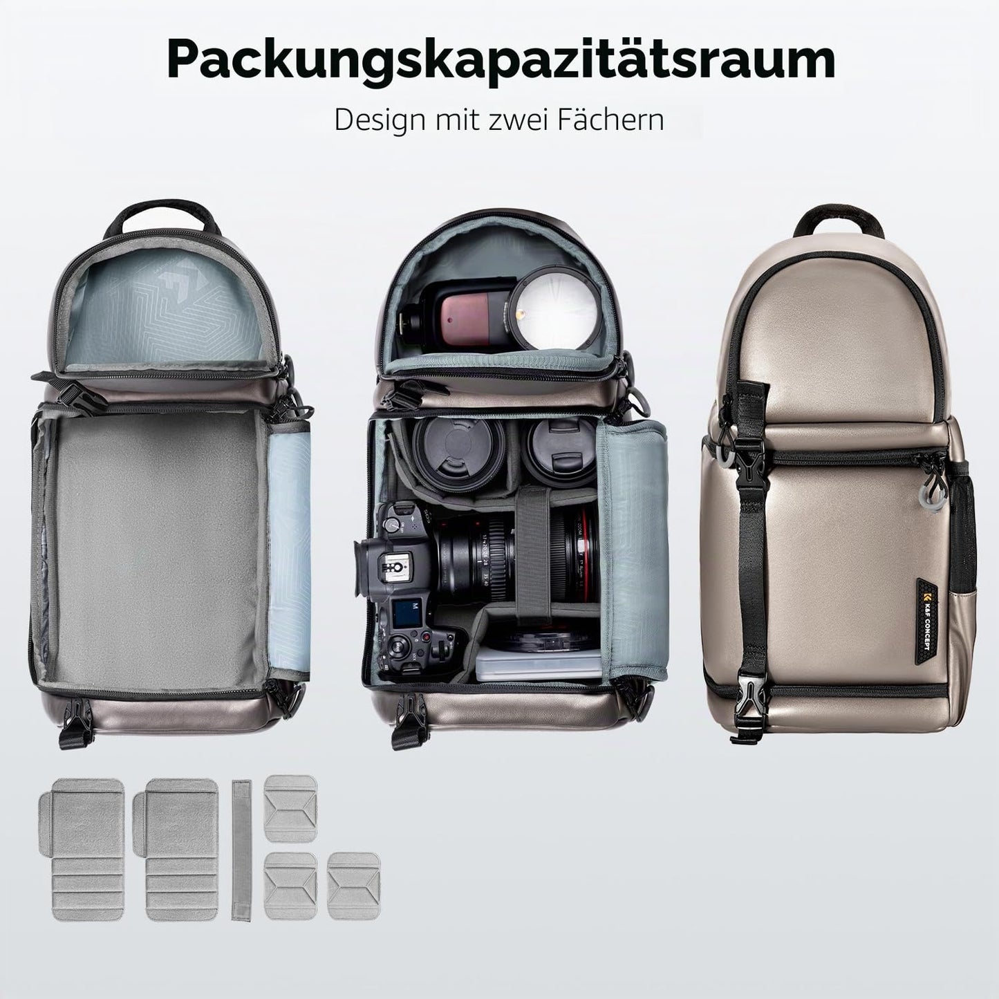 K&F CONCEPT Camera Shoulder Bag, Waterproof Camera Bag, Photography Daily Travel Camera Bag, Bags Photographer Photo Backpack, Iron Grey - KF13.141JP