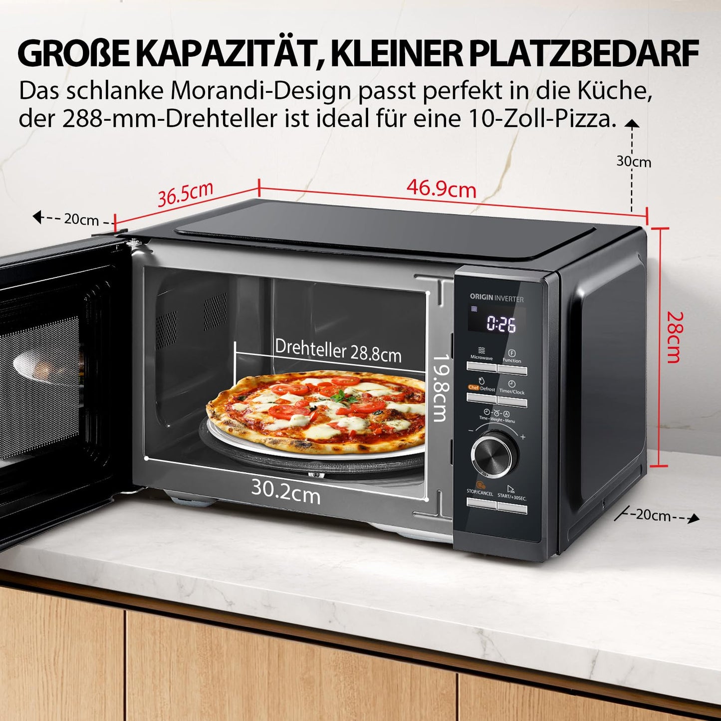 Toshiba MW3-AM25PFI(MG) Solo Microwave 25L 900W Microwave Oven in Slim Morandi Gray. With Origin inverter, chef defrost, 10 power levels, 7 auto menus, easy clean