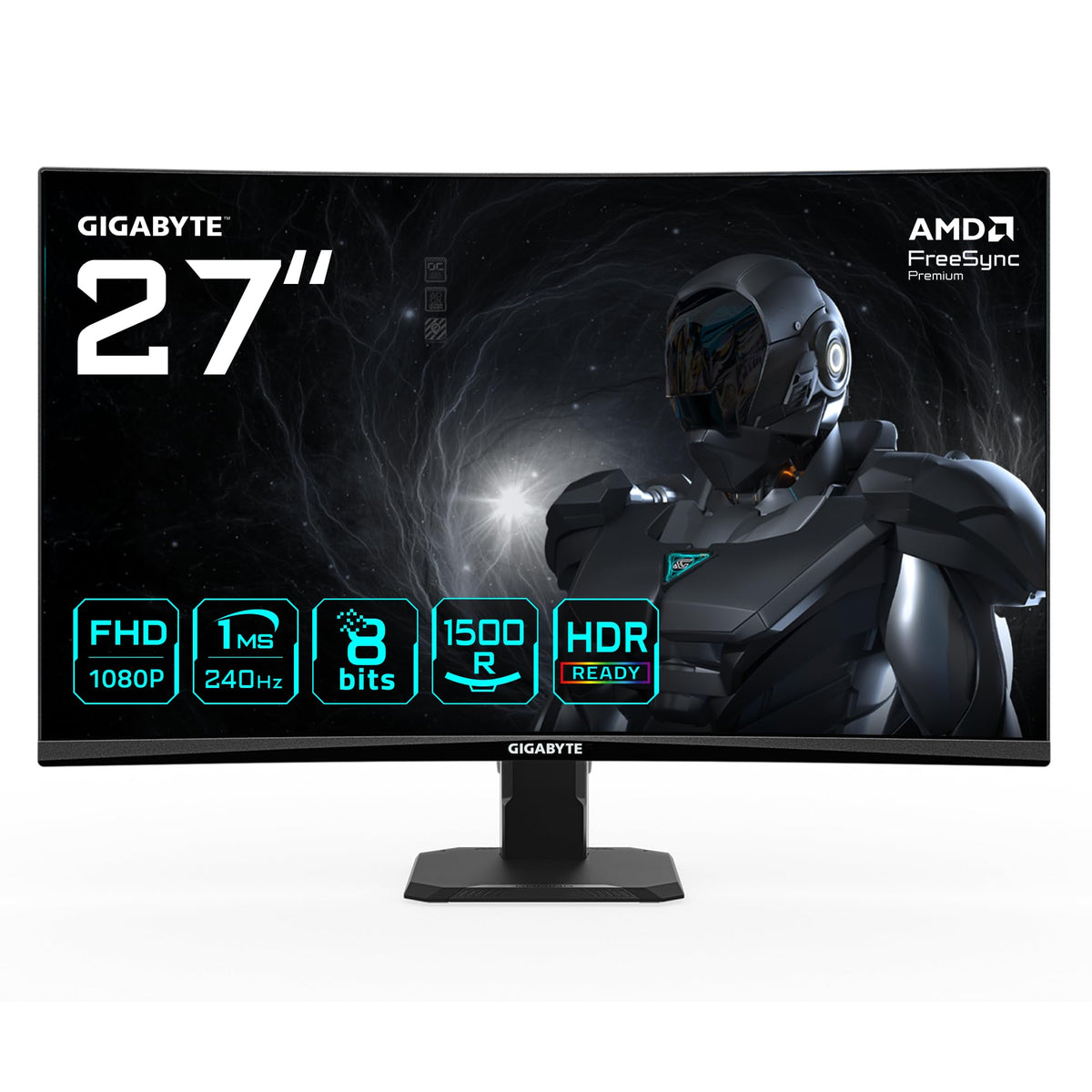 Gigabyte GS27FC2 27" FHD Monitor de Gaming Curbat - 1920 x 1080, 240Hz, 1ms, 350 cd/m², HDR Ready, HDMI 2.0, Displayport 1.4