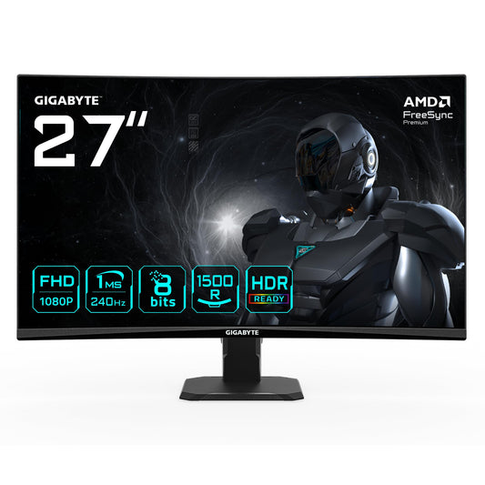 Gigabyte GS27FC2 27" FHD Monitor de Gaming Curbat - 1920 x 1080, 240Hz, 1ms, 350 cd/m², HDR Ready, HDMI 2.0, Displayport 1.4