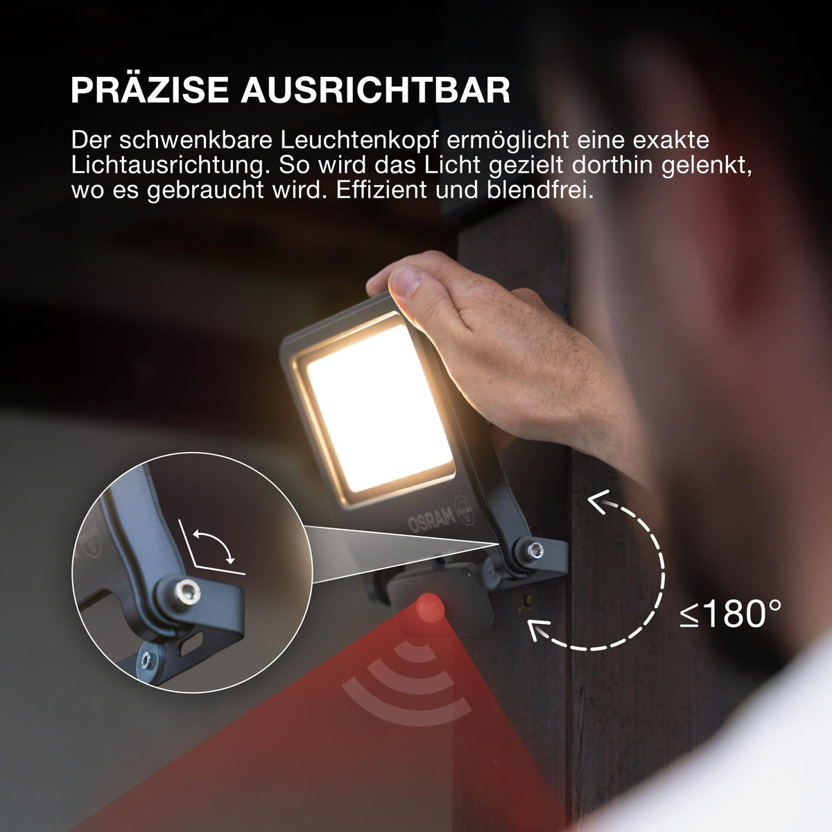 Osram ENDURA Flood Sensor Outdoor Spotlight 30W 3000K Grey IP65 - 4099854659553