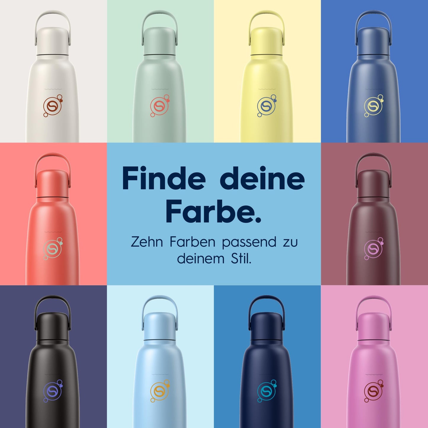 Sodastream Fizz & Go Stainless Steel Soda Bottle 0.9L Double Wall Insulated Thermos Bottle Keeps Hot & Cold for Carbonated Drinks Compatible with DUO, TERRA, ART, ENSO & More, Ice Blue - 1062416440