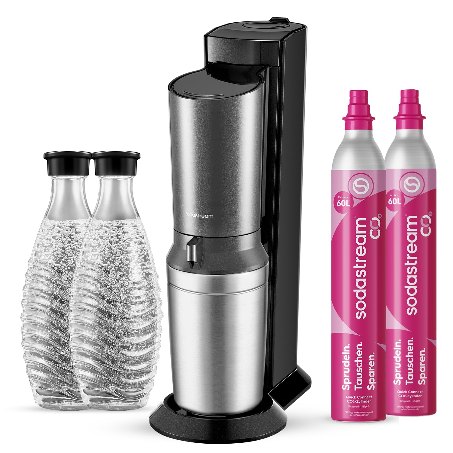 SodaStream Crystal 3.0 soda maker with 2x Quick-Connect CO2 cylinders and 2x glass carafes - 1100462490