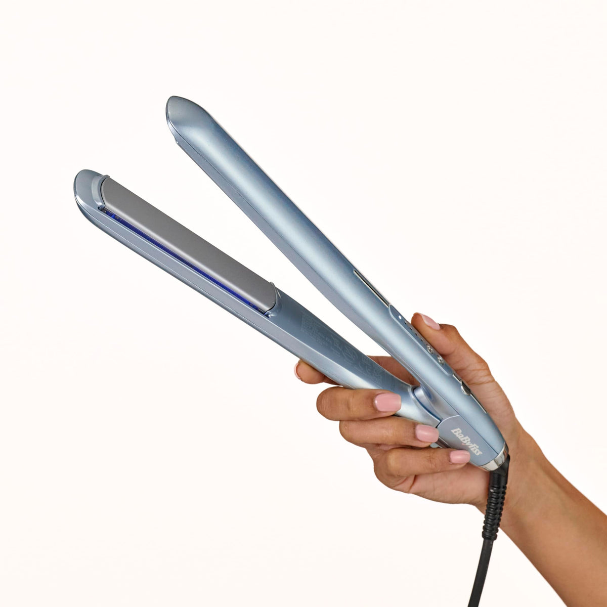 BaByliss Hydro Fusion Placă de îndreptat – Tehnologie Dual-Ion, efect anti-frizz, 5 setări de temperatură, încălzire rapidă, oprire automată – Albastru, ST573E