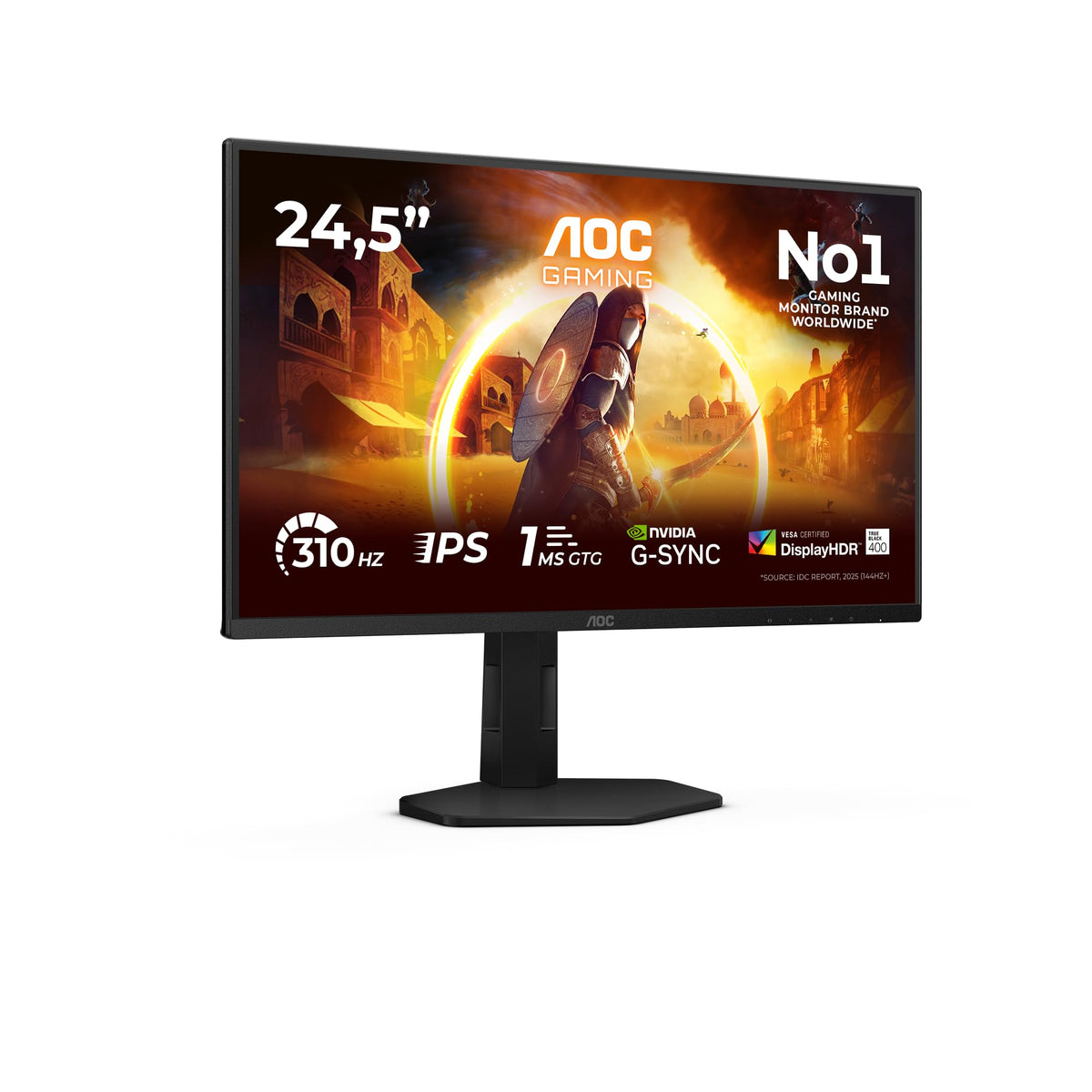 AOC 25G4SXU Monitor de gaming FHD de 25 inch, cu hub USB, 310Hz, panou Fast IPS, 1ms GtG, HDR400, compatibil G-Sync, ajustare pe înălțime, (1920x1080 HDMI 2X 2.0 DP 1x 1.4) negru