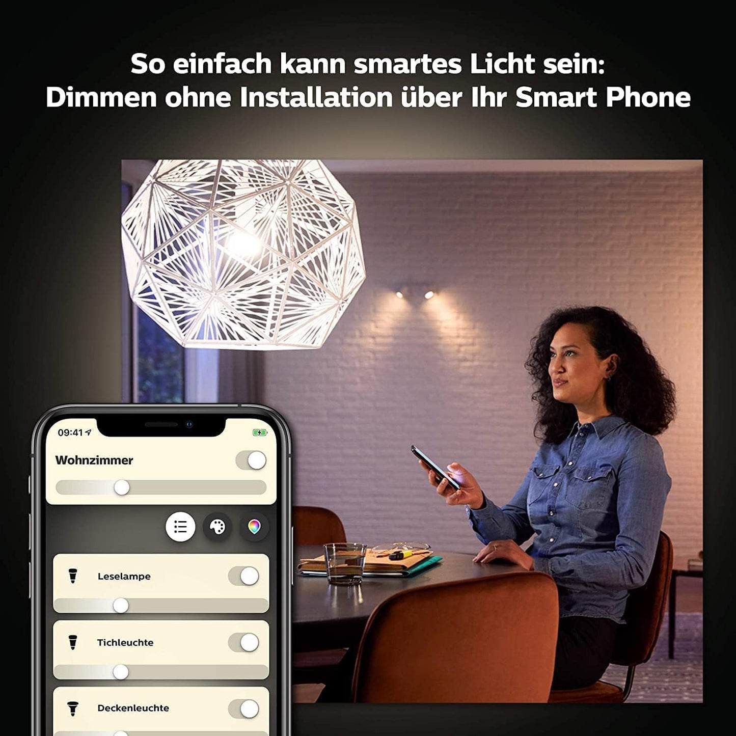 Philips Hue White E14 LED candle-shaped lamps pack of 2 (470 lm), dimmable LED bulbs for the Hue lighting system with warm white light, smart light control via voice and app - 929003021102