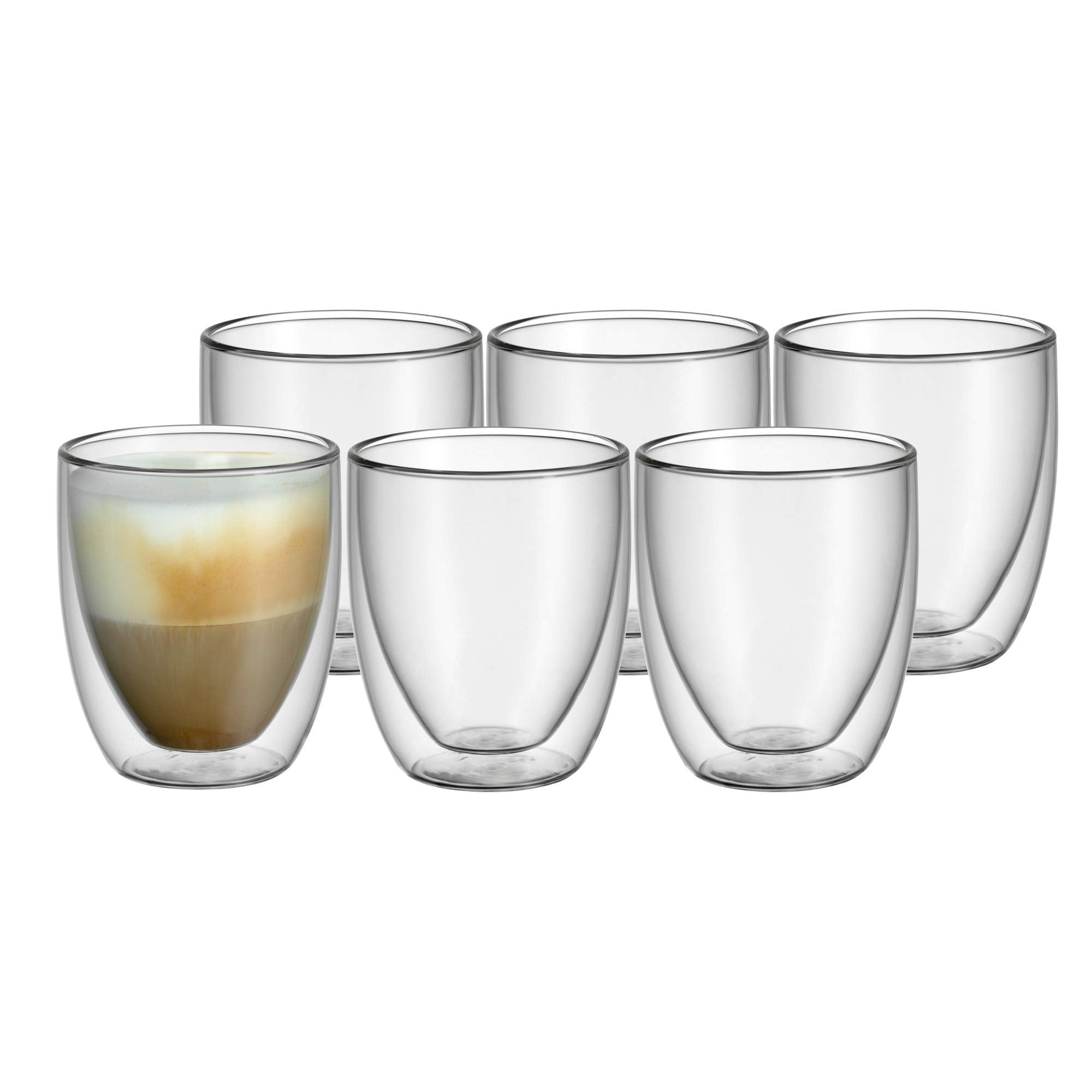 WMF cult double-walled cappuccino glasses set of 6, double-walled glasses 250ml, floating effect, thermal glasses, heat-resistant tea glass, coffee glass - 901412000