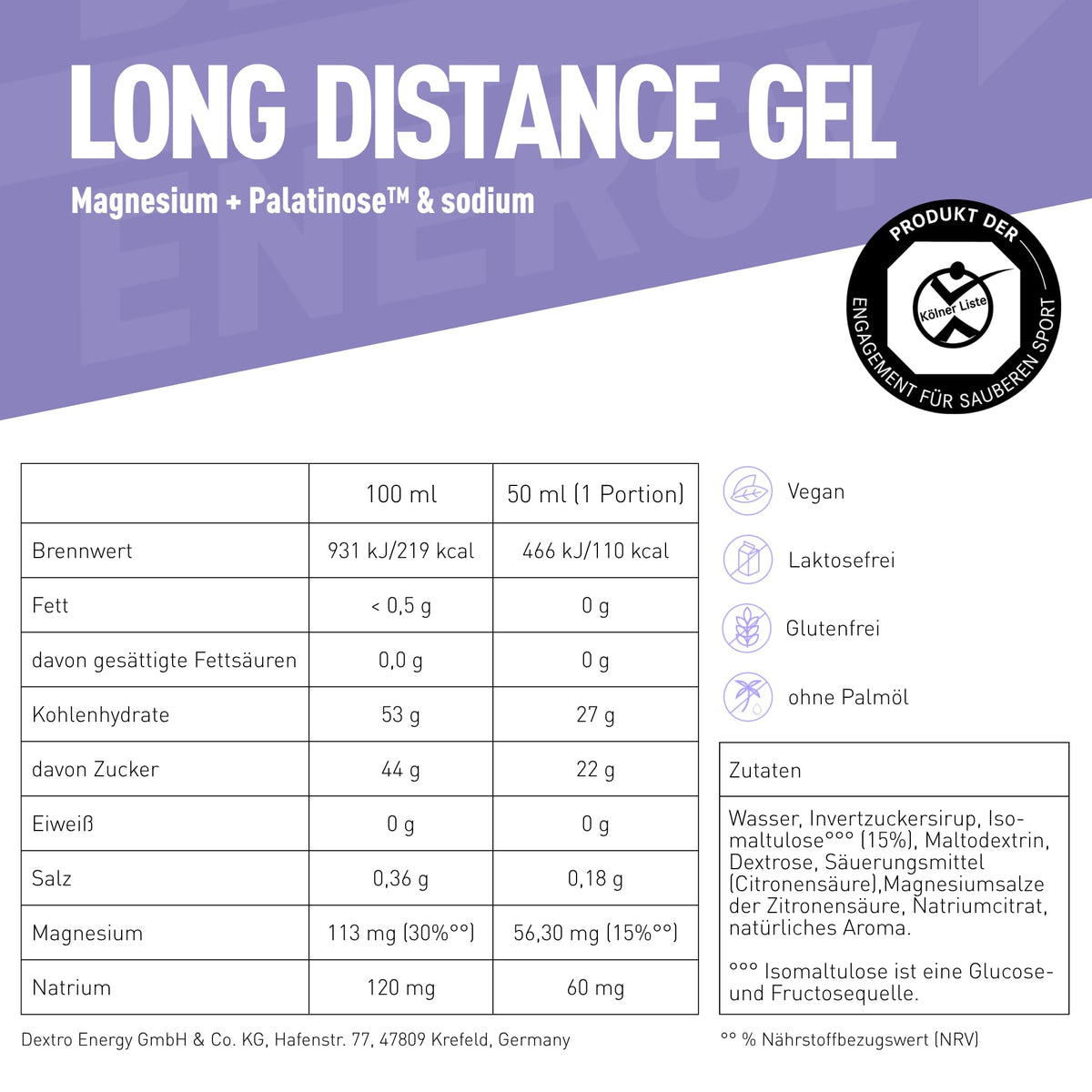 Dextro Energy Long Distance Gel Wildberry - 12x50ml - APC-6602