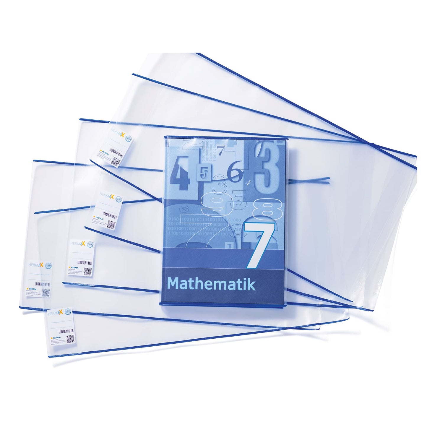 HERMA 7295 book covers 29.5 x 54 cm HERMÄX Classic, 20 pieces, book covers with label & edge protection made of wipeable polypropylene film, book protector set for school books, transparent