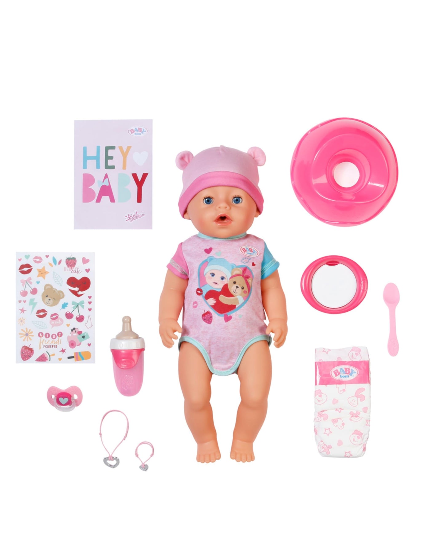 BABY Born Emma - 43 cm tall baby doll - 10 functions including accessories & romper - Works completely without batteries - Suitable for children aged 3 and over - 836392