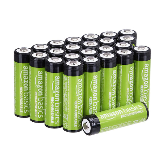 Amazon Basics 24-Pack Rechargeable AA NiMH Batteries, 2000 mAh, 1.2 V, up to 1000x rechargeable, pre-charged - 210AAHCB