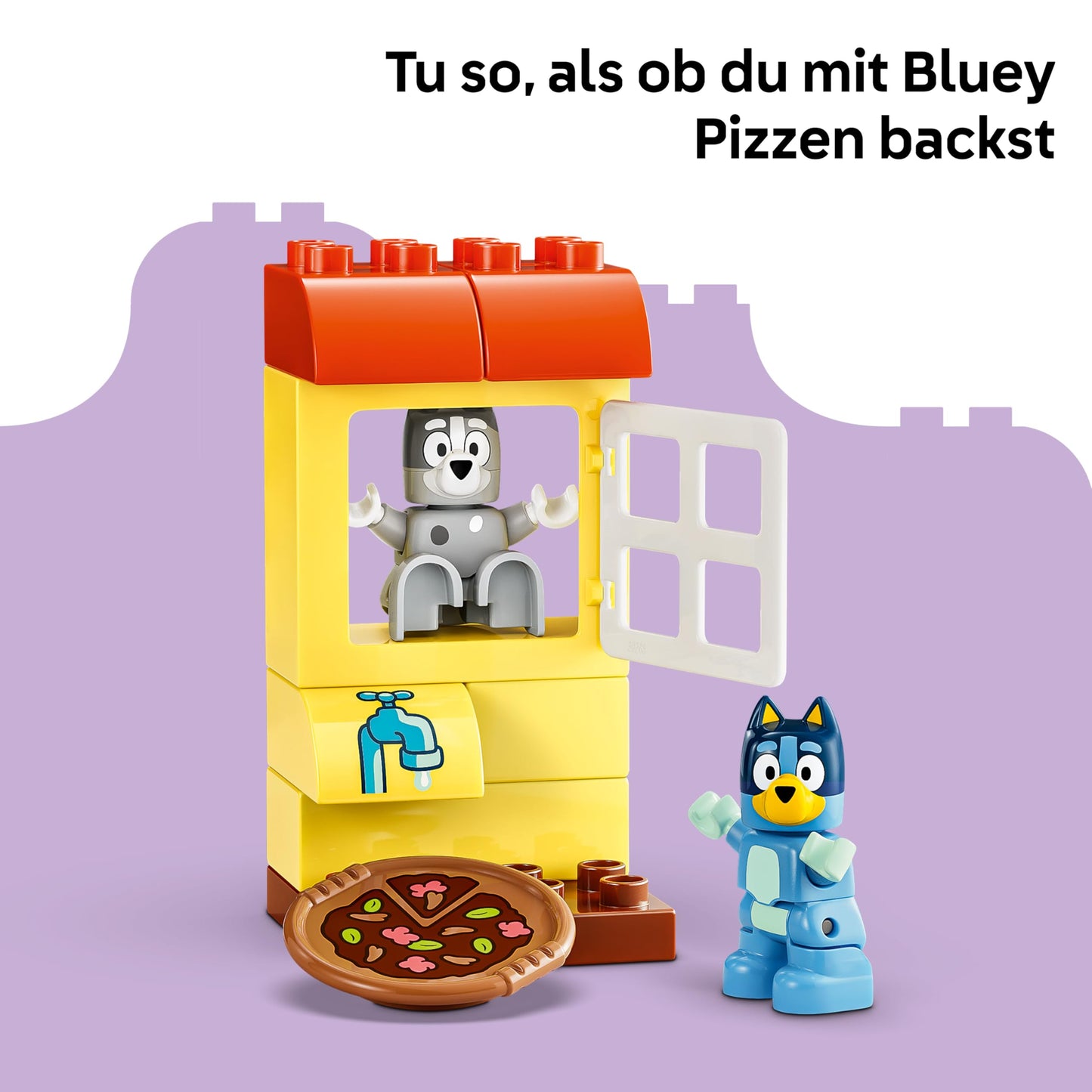 LEGO DUPLO Bluey Pizza Sisters with Muffin and Bluey - Motor Skills Toy for Toddlers - Montessori Set with Car, 2 Figures, Tree & Swing - Gift for Girls & Boys from 2 Years - 10469
