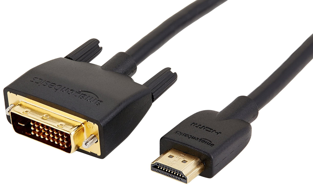 Amazon Basics DVI to HDMI Cable 4K Video with 60Hz and 48 Bit, Bidirectional, Gold-Plated, 0.9m, 10-Pack, Black - UL8U_10