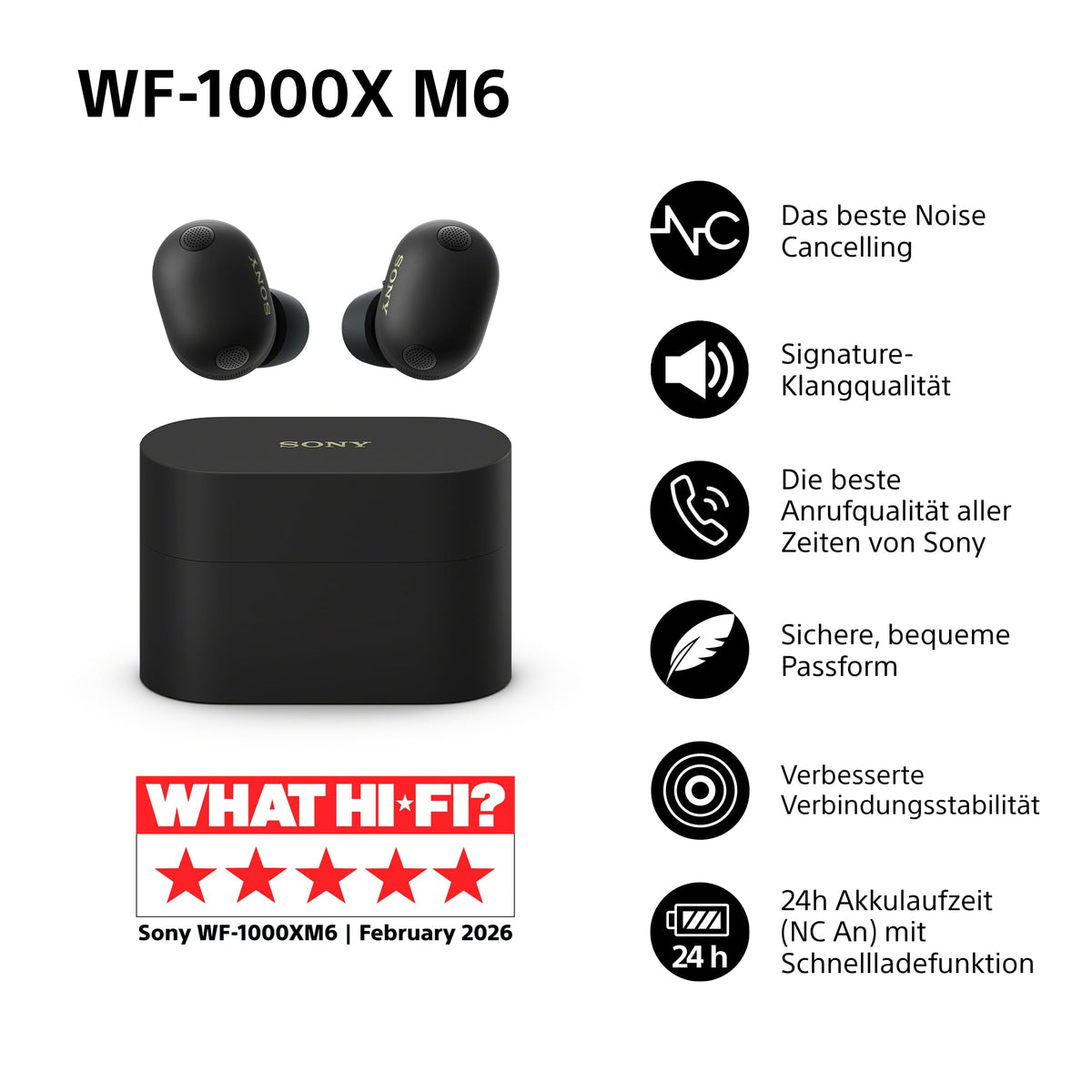 Sony WF-1000XM6 flagship wireless noise-cancelling headphones - WF1000XM6B.CE7