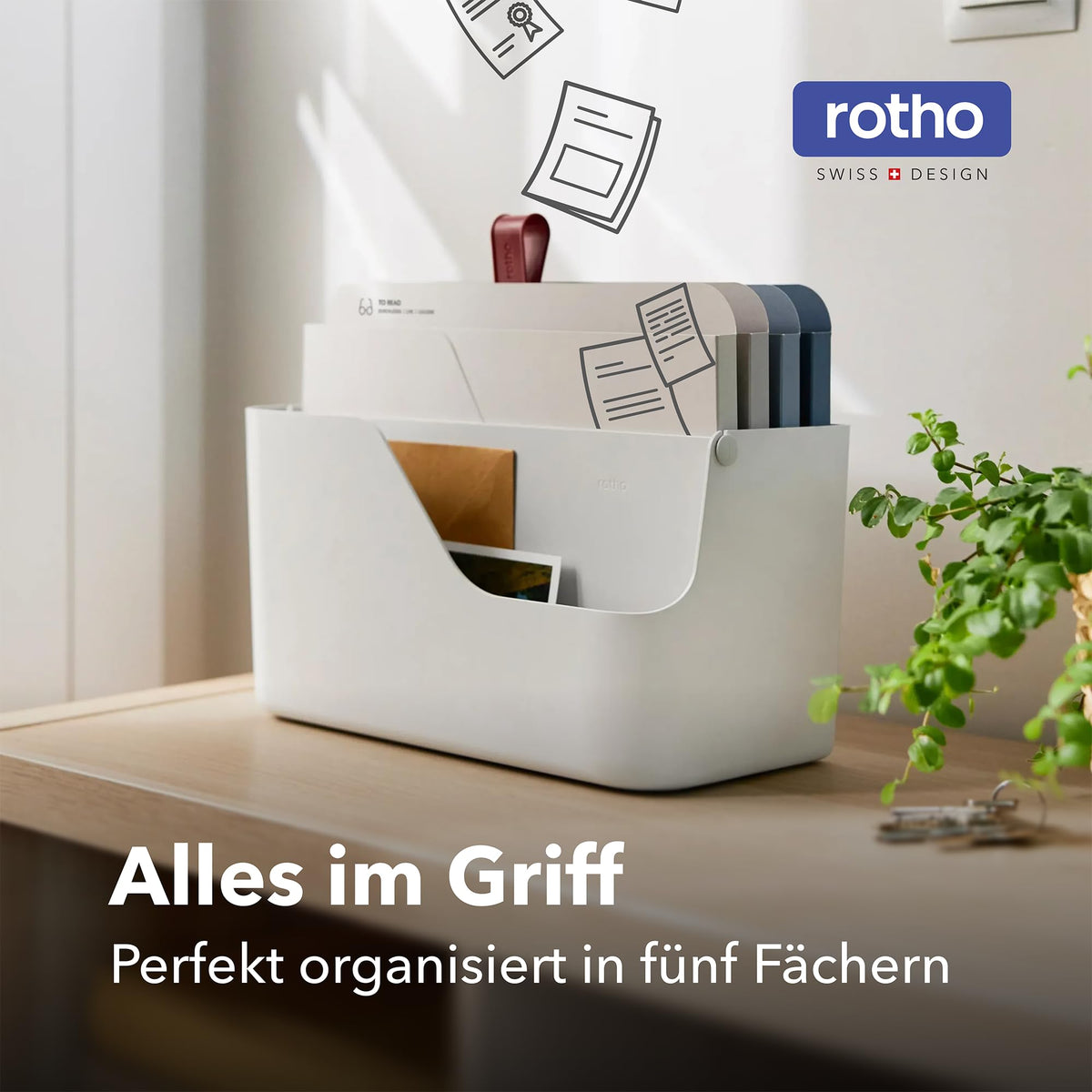 Rotho MyPaper Desk Organizer Document Organizer for Office White Blue - 1060001023WS
