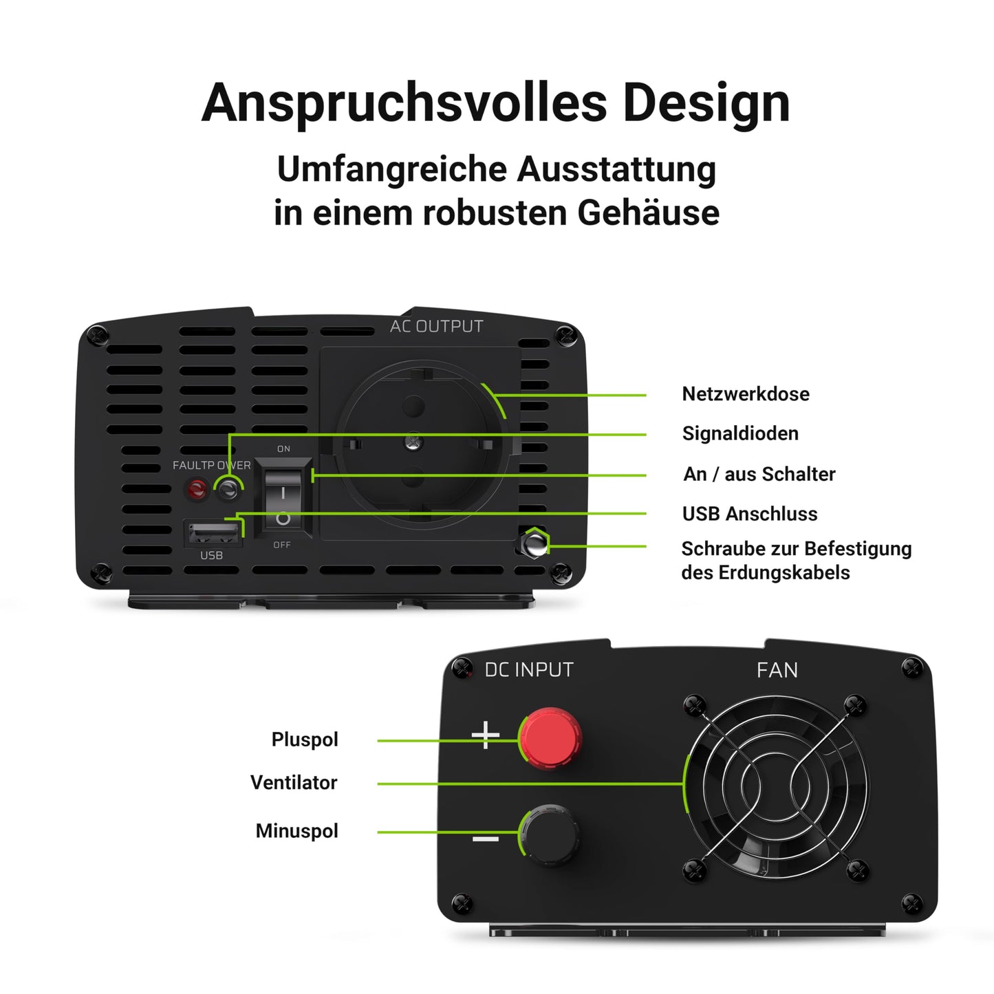 Green Cell 1000W/2000W 12V to 230V Volt Car Voltage Converter Inverter Power Solar Inverter DC AC Converter Current Converter Vehicles Caravan Car Modified Sine Wave Car Charger - INV08