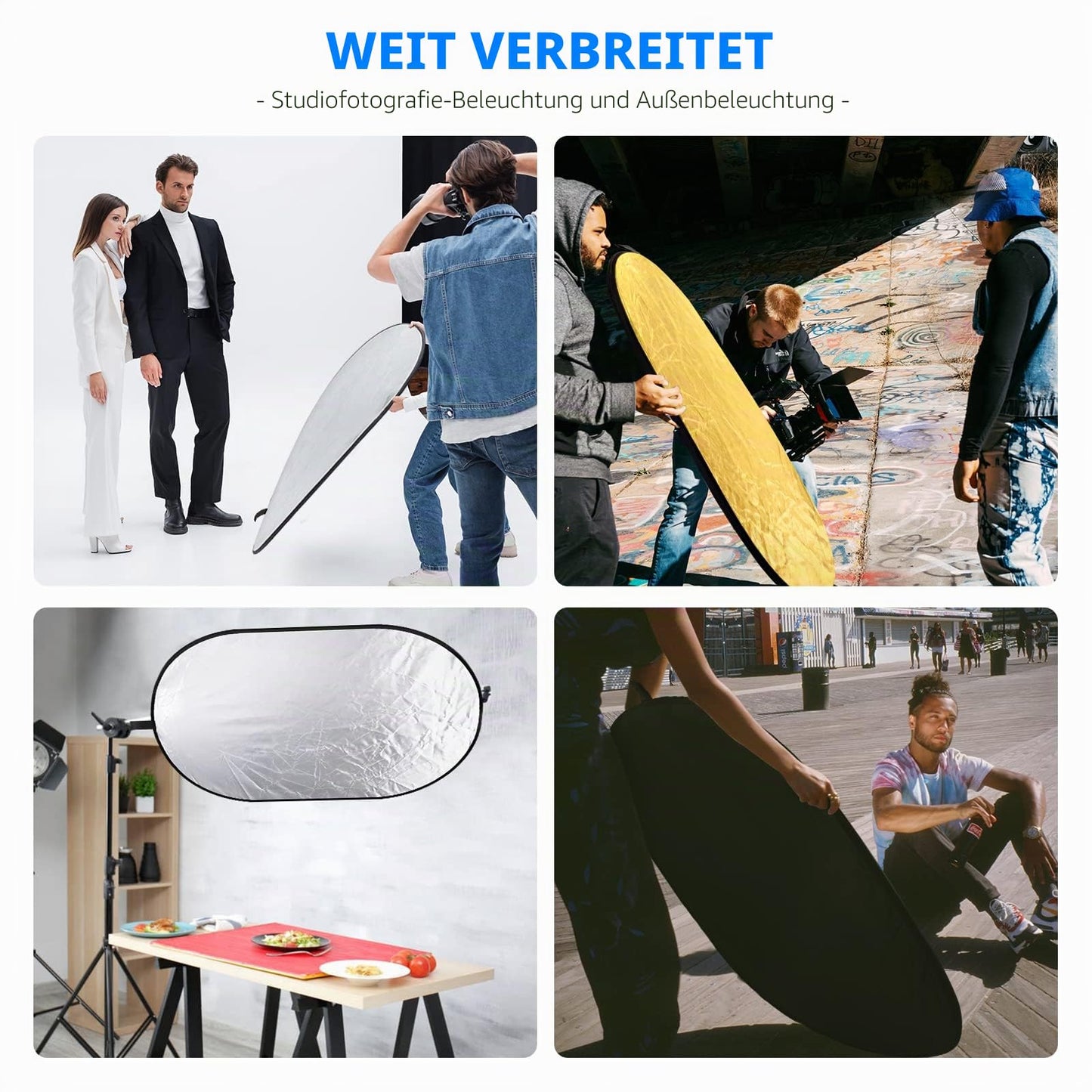 NEEWER 5 in 1 Reflector 31"x47"/80x120cm Light Reflector for Photography, Portable Foldable Multi Disc with Bag - Translucent, Silver, Gold, Black, White Diffuser for Studio and Outdoor Lighting - 10071555