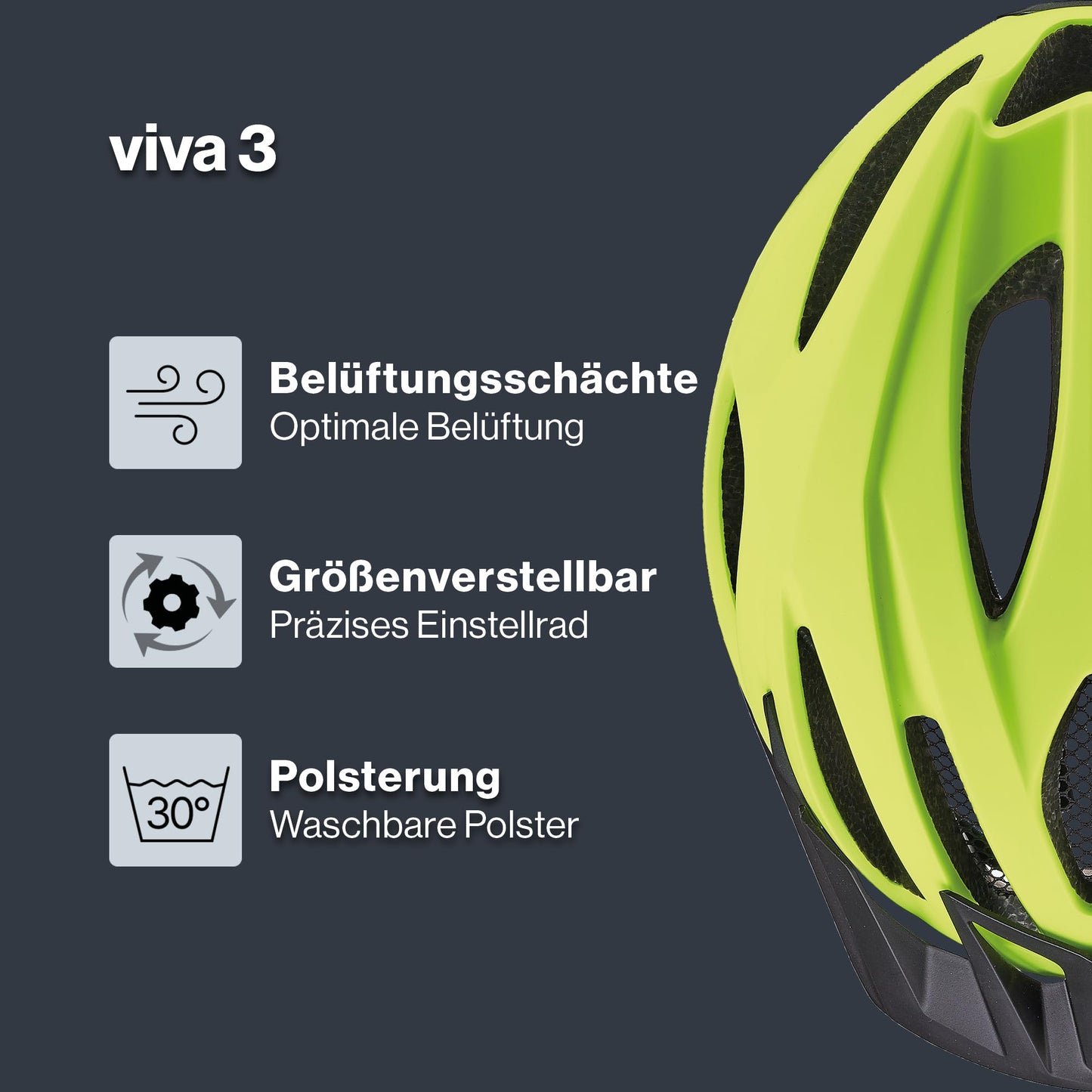 uvex viva 3 - lightweight all-round helmet for men and women - individual size adjustment - washable interior - neon yellow matt - 52-57 cm - S4109841115